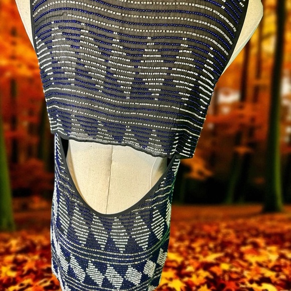 Parker Rare ‘Lola’ Diamond Design Beaded Split-Back High-Low Tank Top Size Small - Picture 10 of 16